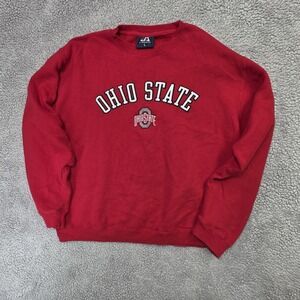 Vintage Ohio State Buckeyes Crewneck Red Sweatshirt Stitched Embroidered Large